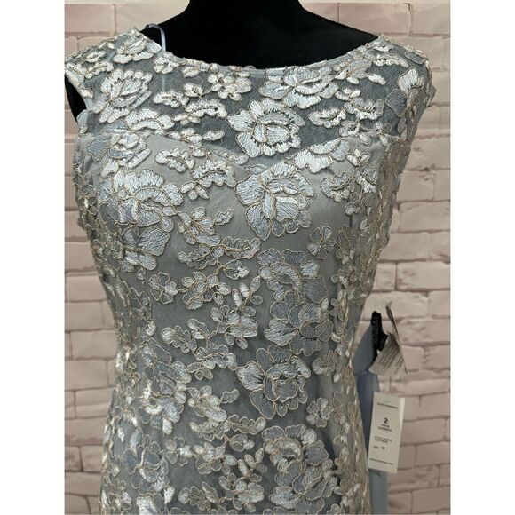 Alex Evenings Women's Long Sleeveless Dress with Shawl light blue lace size 10 - Picture 4 of 12